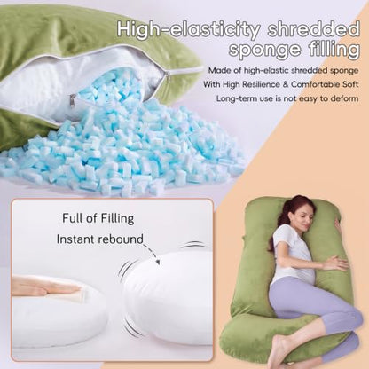 60 Inch Pregnancy Pillow for Sleeping (Green- Memory Foam) - color: Green- Memory Foam