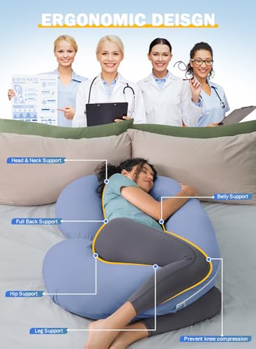 INSEN Cooling Pregnancy Pillow, Maternity Pillow for Pregnant Women, Bright Blue - color: Bright Blue