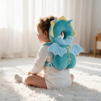 Baby Head Protector Backpack - Soft & Lightweight Fall Cushion Backpack for Toddlers Walking and Crawling(Dragon) - color: Green Dragon