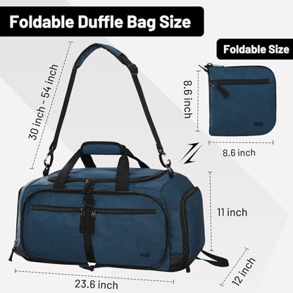 MIER Packable Travel Duffle Bag with Shoe Compartment, 50L, Dark Blue - color: Dark Blue, size: 50L