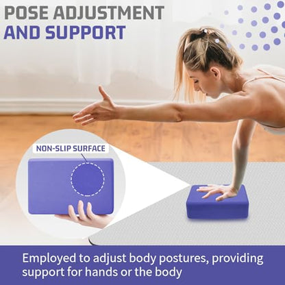 biguphate 2 Pack Yoga Blocks, 3"x6"x9" Rounded Edges Non-Slip, Yoha Bricks - color: Purple