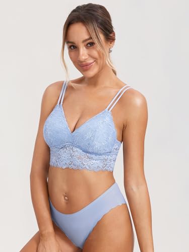 MOMANDA Women's Plus Size Nursing Bra Lace Bralette Wireless Padded Maternity Breastfeeding Bras - color: Mystery Blue, size: X-Small Plus