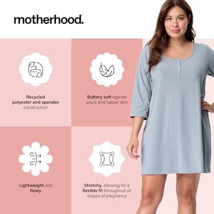 Motherhood Maternity Women's Sleep Henley - color: Heather Grey, size: Small