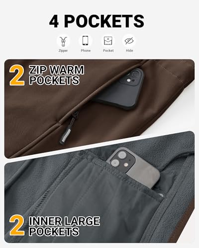Outdoor Ventures Women's Waterproof Fleece Lined Hooded Softshell Rain Coat - color: Chocolate, size: X-Small