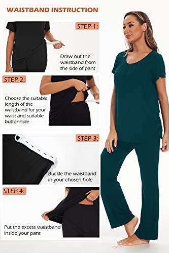 Smallshow Women's Maternity Nursing Pajamas - color: Teal, size: Medium