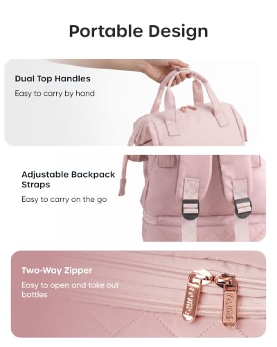 Nuliie Wearable Breast Pump Bag with Cooler Compartment, Pink - color: Pink