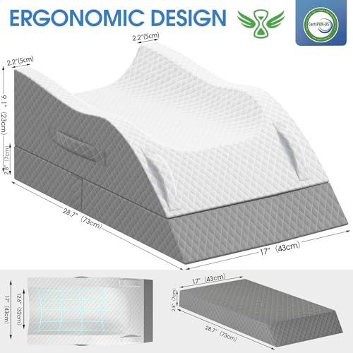 TranquilRelax Leg Elevation Pillows for After Surgery, Wedge Pillow, Grey - color: Grey, size: Double Leg