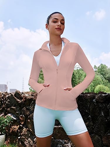 VUTRU Women's Workout Yoga Jacket Full Zip Running Athletic Track Jacket - color: Back Mesh Vent Pink, size: X-Small