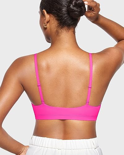 INLYRIC Women's Unlined Wireless Sports Bralette - color: Bright Pink, size: Medium