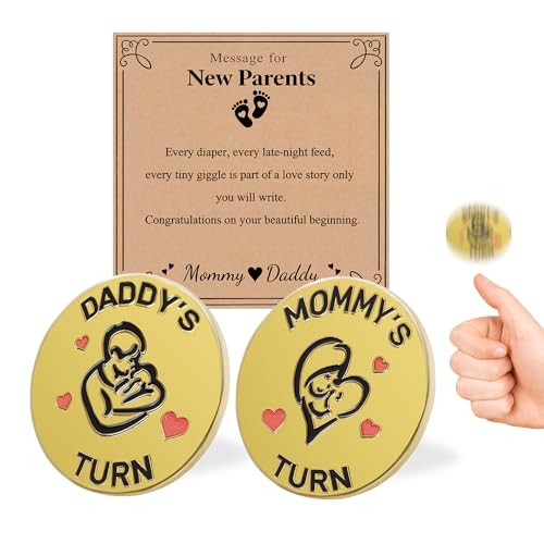 Lovely Double-Sided New Parents Funny Decision Coin with Blessing Card - color: Styleb-gold
