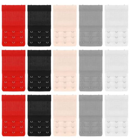 15Pcs 3 Hook Bra Extenders for Women, Elastic Bra Extender 3 Hook