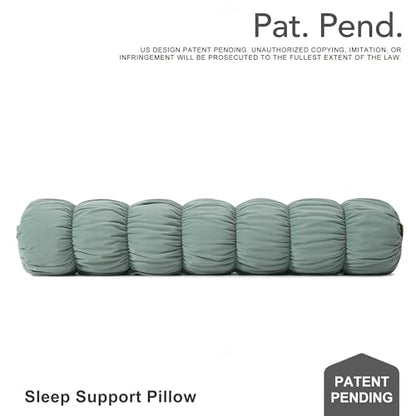 Pat. Pend. Long Body Pillow for Side Sleepers, 59 Inch, Green - color: Green, size: 59" x 7.87"