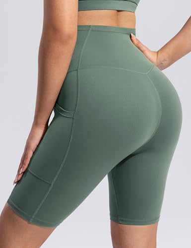POSHDIVAH Creamluxe Maternity Biker Shorts with Pockets 6"/8" - color: Olive Mist, size: Small