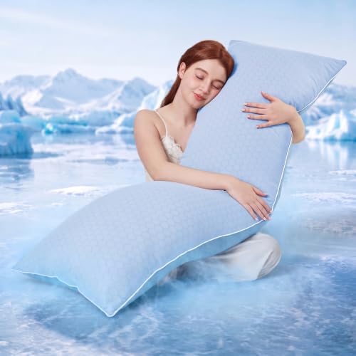 YZ HOME Cooling Body Pillow for Adults,Cold Touch Fabric(Bule,20"x54") - color: Blue