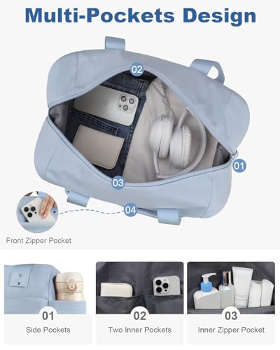 Pritent Travel Duffle Bag, Weekender Overnight Personal Item Carry On Bag - color: Blue, size: Medium