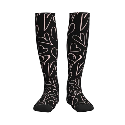Compression Socks Knee High Support Stockings Women Men - color: Pink Heart