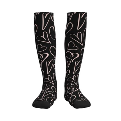 Compression Socks Knee High Support Stockings Women Men - color: Pink Heart