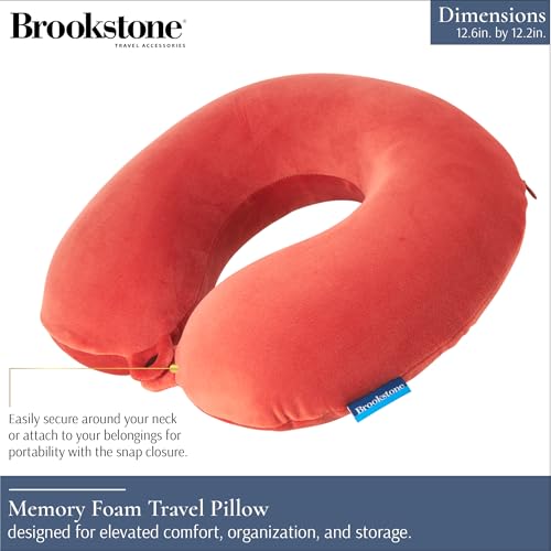 Brookstone Travel Neck Pillow Lightweight U-Shaped Memory Foam Pillow - color: Terra Cotta