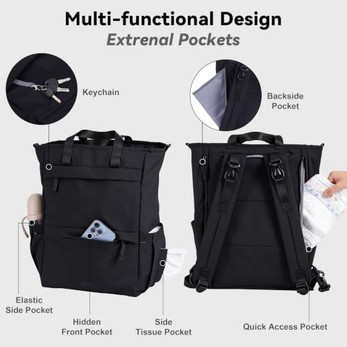 Diaper Bag Backpack Ultra-Lightweight Baby Diaper Bag (Black) - color: Black