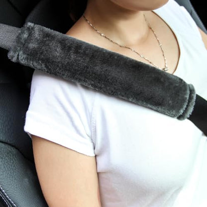 Amooca 2-Pack Soft Furry Universal Seatbelt Cover Car Shoulder Pad - color: Dark Gray, size: 10.5in 2pack