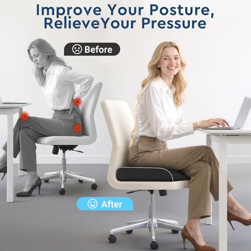 Seat Cushion, Memory Foam Office Chair Cushion, Black, Large - color: Black, size: Large