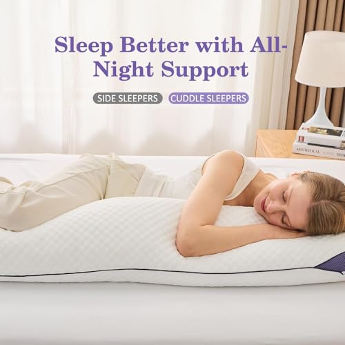 HOMELAB Adjustable Memory Foam Body Pillow with Silk-Like Pillowcase, 20x52 - size: Body Pillow + White Pillowcase