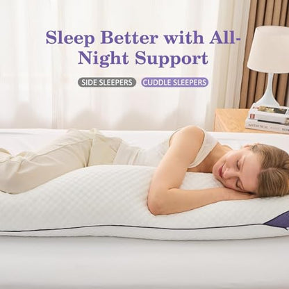 HOMELAB Adjustable Memory Foam Body Pillow with Silk-Like Pillowcase, 20x52 - size: Body Pillow + White Pillowcase
