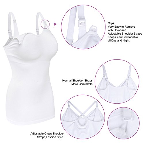 Womens Maternity Nursing Tank Cami for Breastfeeding with Adjustable Straps - color: Black/Grey/Green/White, size: Small