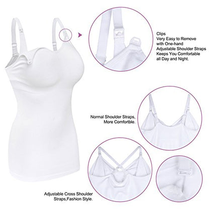 Womens Maternity Nursing Tank Cami for Breastfeeding with Adjustable Straps - color: Black/Grey/Green/White, size: Small
