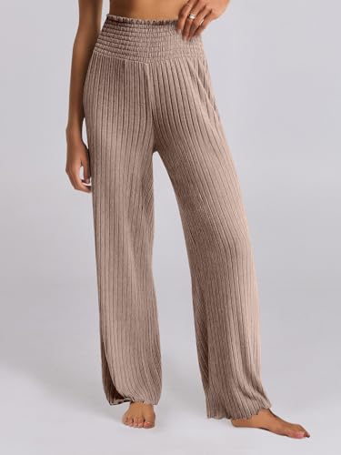ANRABESS Women 2 Piece Lounge Pajamas Sets Casual Fall Outfits - color: Khaki, size: Large