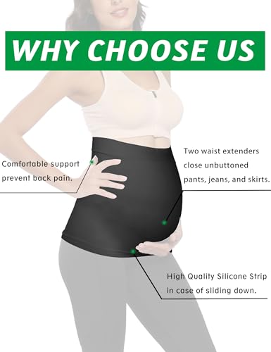 Belly Bands for Pregnant Postpartum Belly Band - color: Black + White, size: 2