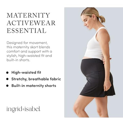 Ingrid & Isabel Basics Active Maternity Skort - color: Black, size: Large
