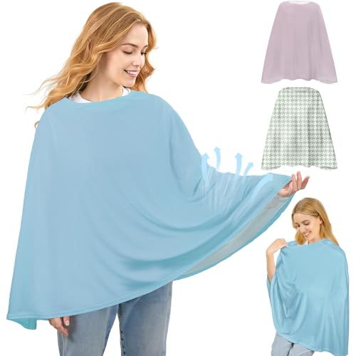 Basumee Nursing Cover for Breastfeeding Breathable Mesh 360 Full Privacy - color: Dusty Blue, size: 1 Pack