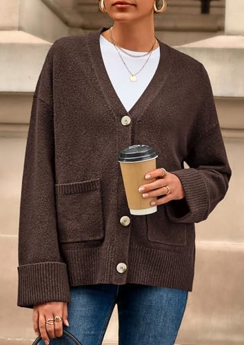 PRETTYGARDEN Women's Winter Oversized Cardigan Sweaters - color: Brown, size: X-Large