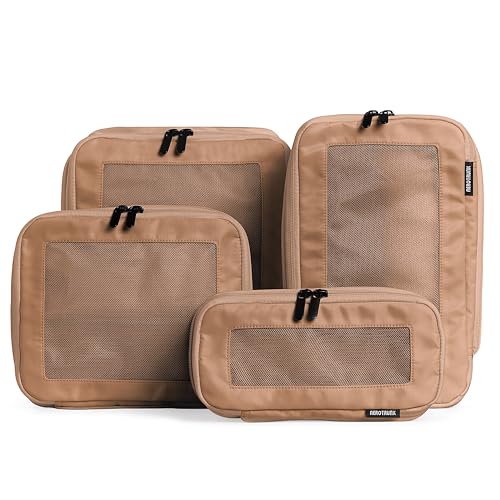 Aerotrunk Compression Packing Cubes for Travel, 4-Pack, Mocha - color: Mocha, size: 4-Pack