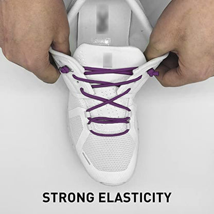 3 Pairs Elastic Shoe Laces Replacement Laces for Running Shoes,Stretch Oval Strings Replacement Shoestrings - color: Black+blue+purple