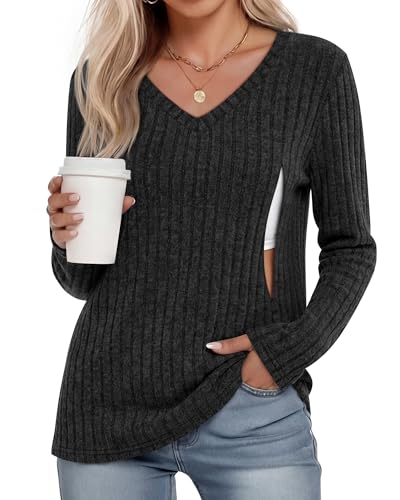 Women's Maternity Nursing Tops Mama Clothes - color: Black, size: XX-Large