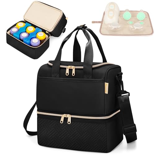 Fasrom Wearable Breast Pump Bag with Breastmilk Cooler Compartment - color: Black