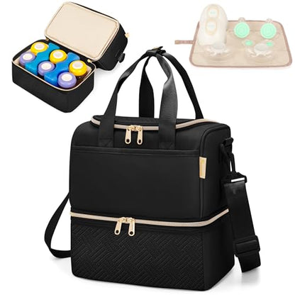 Fasrom Wearable Breast Pump Bag with Breastmilk Cooler Compartment - color: Black