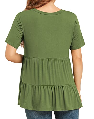 Xpenyo Women's Maternity T Shirts Short Sleeve Tiered Basic Casual Pregnancy Top - color: Army Green, size: X-Large