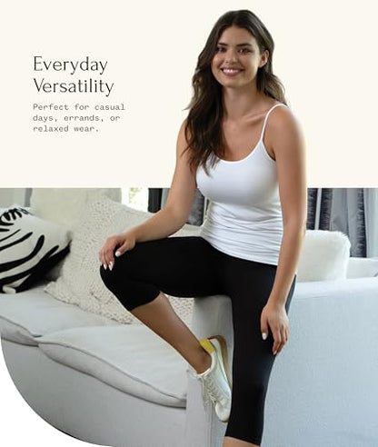 Felina Super Soft Sueded Women's Capri Legging, Squat Proof & Breathable - color: Charcoal, size: Large