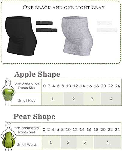 Belly Bands for Pregnant Postpartum Belly Band - color: Black + Light Gray, size: 4