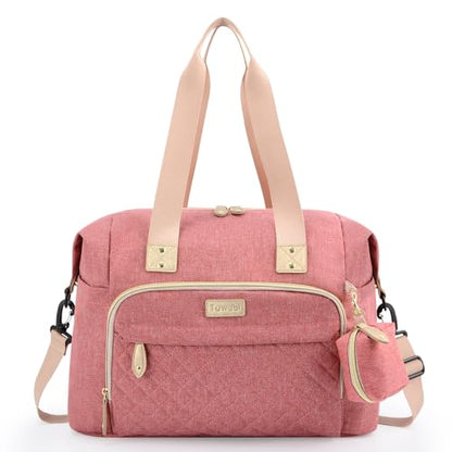 Tuwubi Diaper Bag Tote,Baby Diaper Bag with Pacifier Case - color: Pink, size: Medium