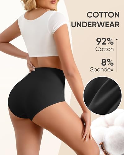 Women's Cotton Underwear High Waisted Post Partum Soft Panties 4 Pack - color: E-multicolor, size: Large