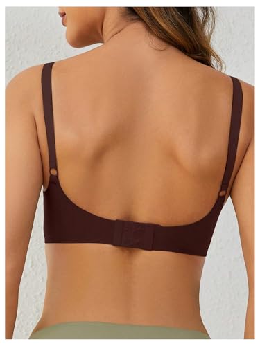 OYOANGLE Women's Maternity Nursing Bra Wireless Push Up Breastfeeding Bras - color: Brown, size: Small