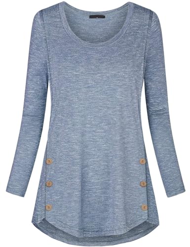 connche Women's Button Side Maternity Tunic Nursing Tops for Breastfeeding - color: Light Blue, size: Large