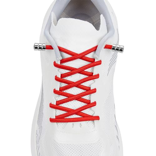 Elastic No Tie Shoelaces For Kids & Adults Sneakers，One Size Fits All - color: 1 Pair Red