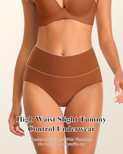 Annenmy High Waisted Womens Underwear Cotton Underwear Full Coverage Briefs Stretch Breathable Ladies Panties 5 Pack - color: Multicolorc, size: Medium