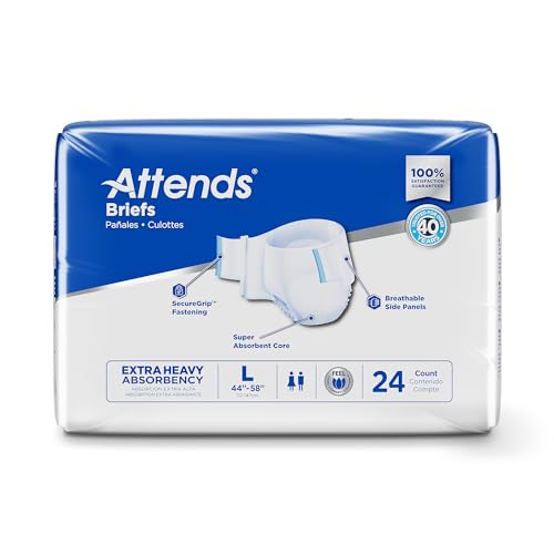 Attends Adult Incontinence Briefs, Large, Heavy Absorbency, 24ct Bag - size: Large (24 Count)