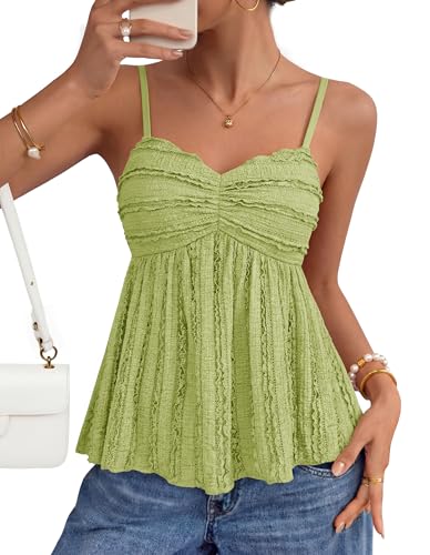 ZESICA Womens Summer Spaghetti Strap Going Out Tank Top - color: Green, size: X-Small